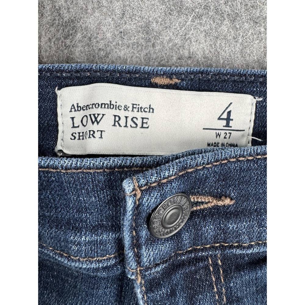 Abercrombie & Fitch Shorts Womens 4 Blue Denim Low Rise Distressed Cutoff - Picture 2 of 11